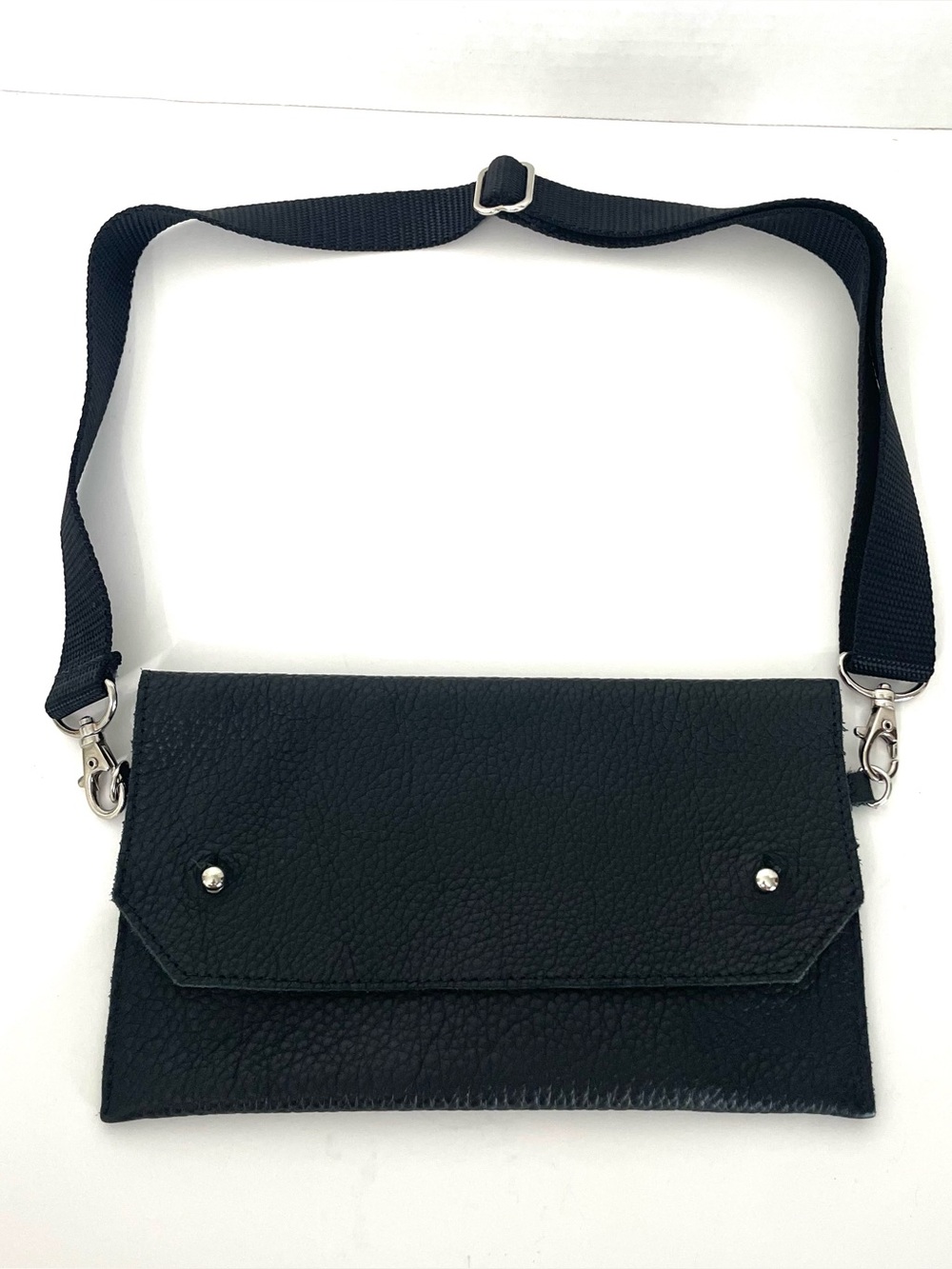 Jesse & Co Black Pebbled Leather Convertible Shoulder/Belt Bag Adjustable Strap